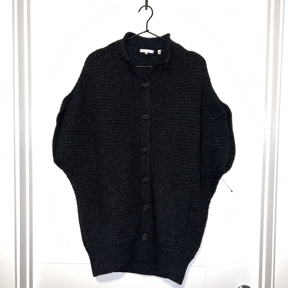 Vince Oversized Wool Blend Sleeveless Knit Poncho in Gray Size S